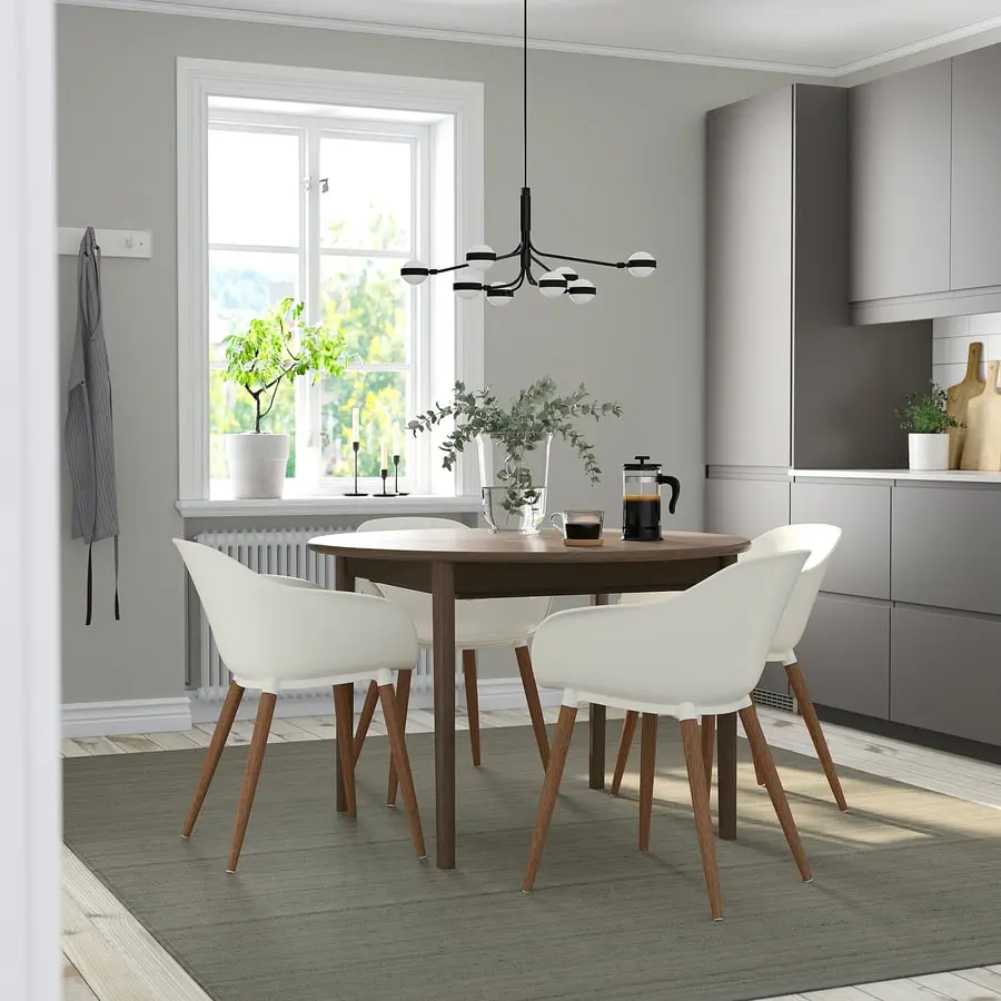 Комплект стол + 4 стула Ikea Skansnas/Gronsta 115/170 (Коричневый/Белый)
