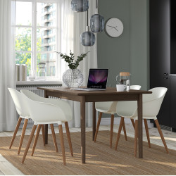 Комплект стол + 4 стула Ikea Skansnas/Gronsta 150/205 (Коричневый/Белый)