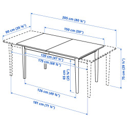 Комплект стол + 4 стула Ikea Skansnas/Gronsta 150/205 (Коричневый/Белый) Thumb