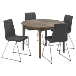 Комплект стол + 4 стула Ikea Skansnas/Lillanas/Gunnared 115/170 (Коричневый/Темно-серый) Thumb