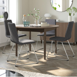 Комплект стол + 4 стула Ikea Skansnas/Lillanas/Gunnared 115/170 (Коричневый/Темно-серый)