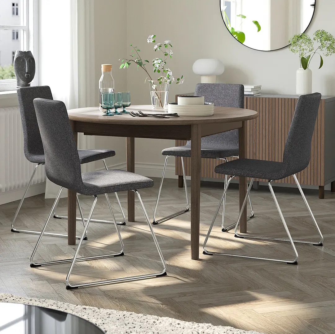 Комплект стол + 4 стула Ikea Skansnas/Lillanas/Gunnared 115/170 (Коричневый/Темно-серый)