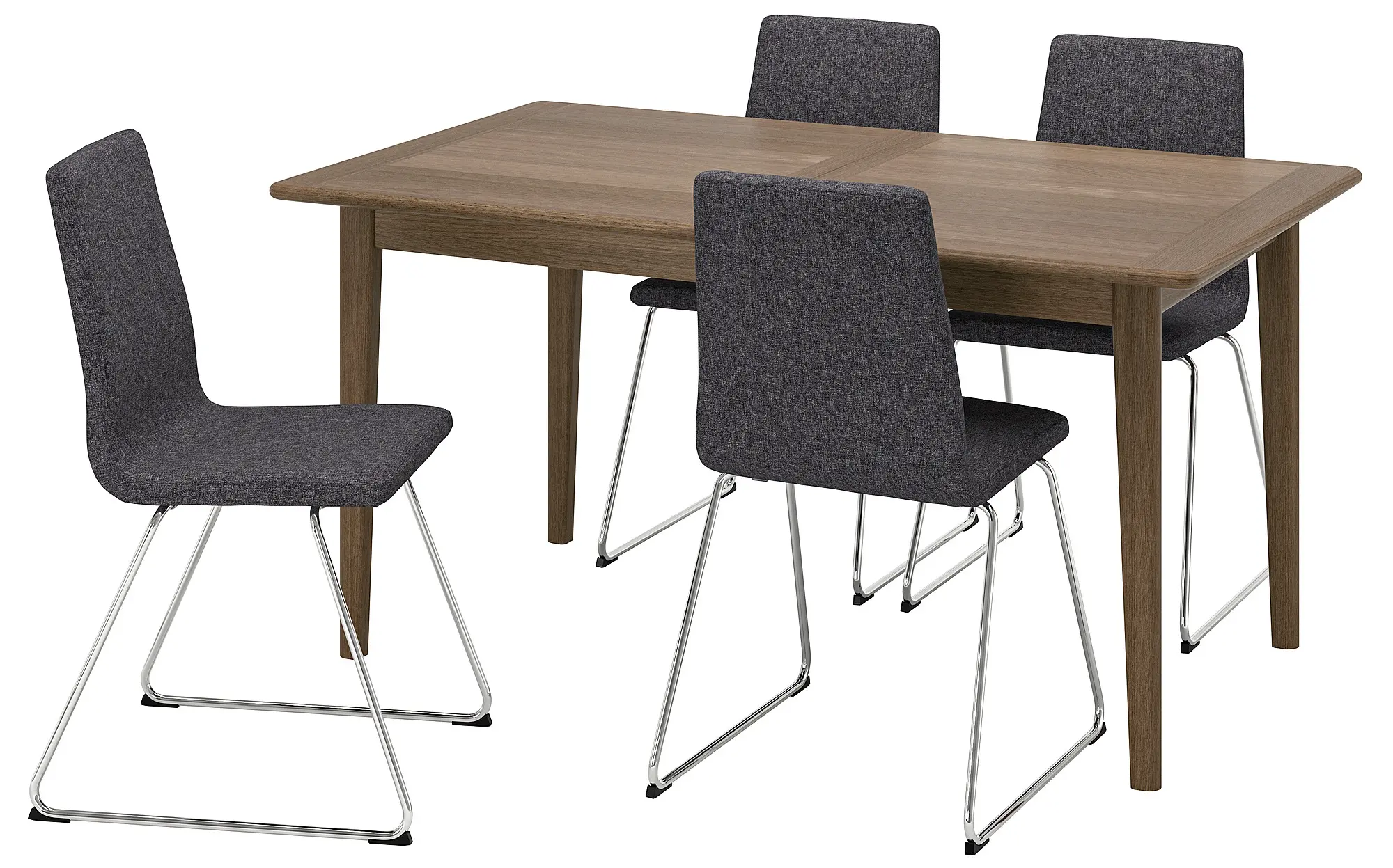 Комплект стол + 4 стула Ikea Skansnas/Lillanas//Gunnared 150/205см (Коричневый/Темно-серый) - 2