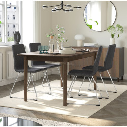 Комплект стол + 4 стула Ikea Skansnas/Lillanas//Gunnared 150/205см (Коричневый/Темно-серый)