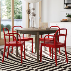 Комплект стол + 4 стула Ikea Skansnas/Stockholm 2025 115/170 (Бук/Красный)