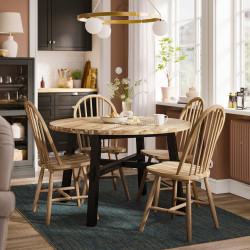Комплект стол + 4 стула Ikea Skogsta 120см (Акация/Черный)