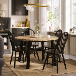 Комплект стол + 4 стула Ikea Skogsta 120см (Черный/Акация)