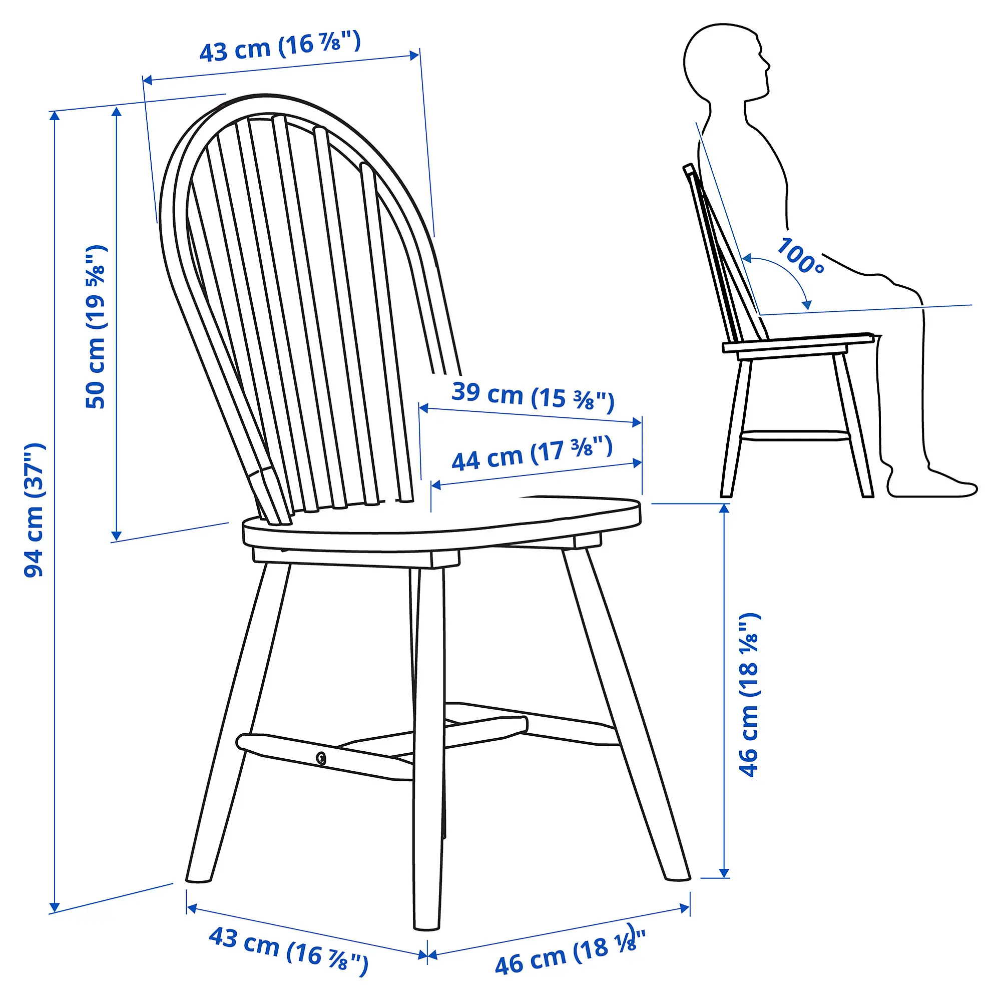 Комплект стол + 4 стула Ikea Skogsta 120см (Черный/Акация) - 6