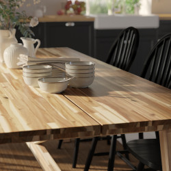 Комплект стол + 4 стула Ikea Skogsta 160x81 (Акация/Черный) Thumb