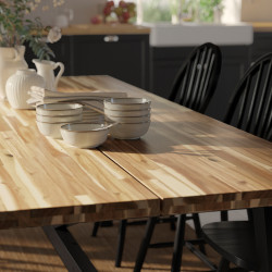Комплект стол + 4 стула Ikea Skogsta 160x81 (Черный/Акация) Thumb