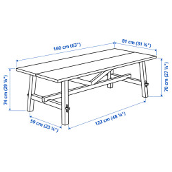 Комплект стол + 4 стула Ikea Skogsta 160x81 (Черный/Акация) Thumb