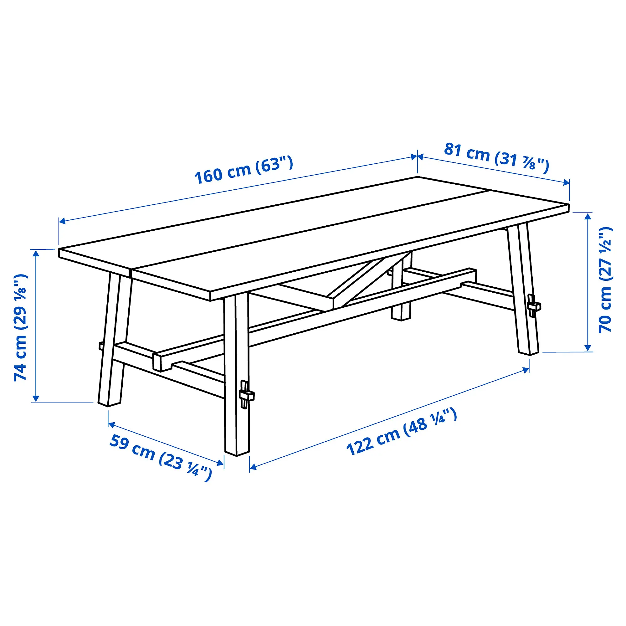 Комплект стол + 4 стула Ikea Skogsta 160x81 (Черный/Акация) - 7