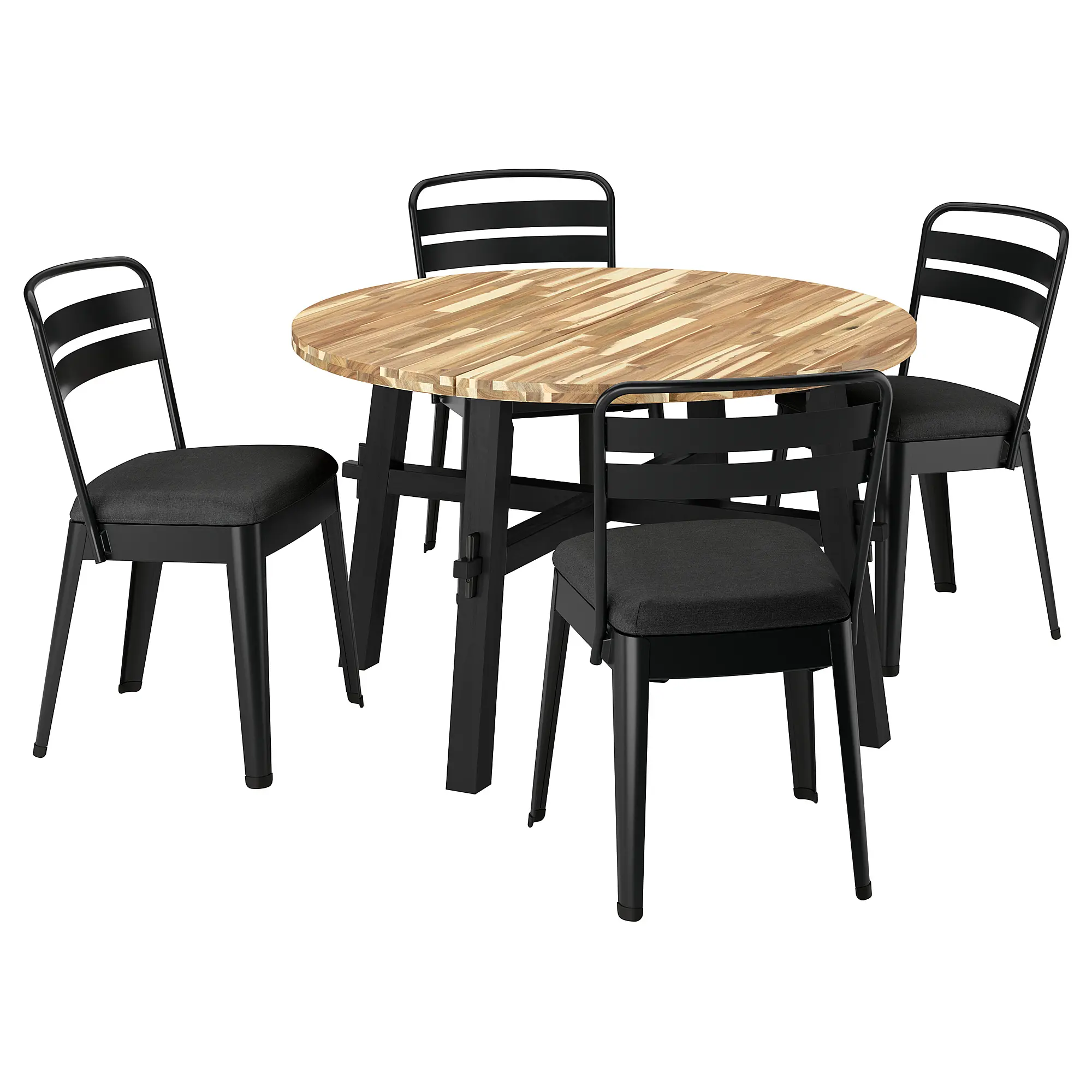 Комплект стол + 4 стула Ikea Skogsta/Ramsnas/Vissle 120cm (Акация/Антрацит) - 2