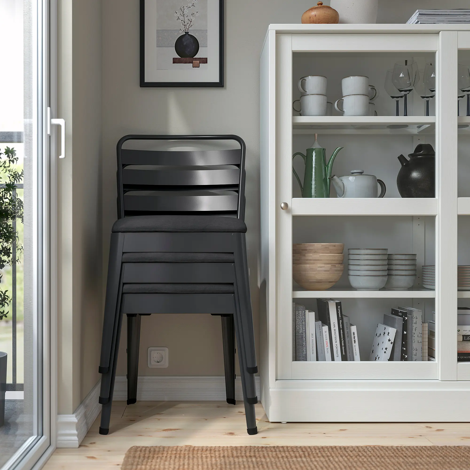 Комплект стол + 4 стула Ikea Skogsta/Ramsnas/Vissle 120cm (Акация/Антрацит) - 3