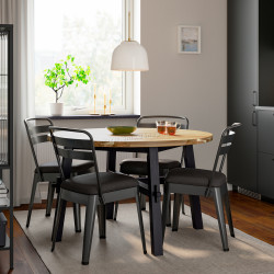 Комплект стол + 4 стула Ikea Skogsta/Ramsnas/Vissle 120cm (Акация/Антрацит)