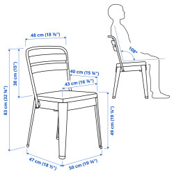 Комплект стол + 4 стула Ikea Skogsta/Ramsnas/Vissle 120cm (Акация/Антрацит) Thumb