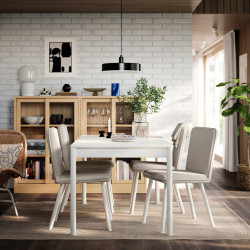 Комплект стол + 4 стула Ikea Tonstad 140/196 (Белый/Светло-бежевый) Thumb