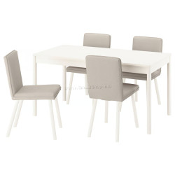 Комплект стол + 4 стула Ikea Tonstad 150x80 (Белый/Светло-бежевый)
