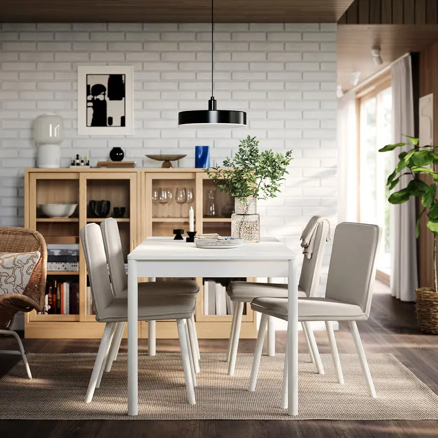 Комплект стол + 4 стула Ikea Tonstad 150x80 (Белый/Светло-бежевый) - 5
