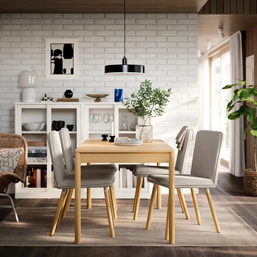 Комплект стол + 4 стула Ikea Tonstad 150x80 (Дуб/Светло-бежевый) - 5