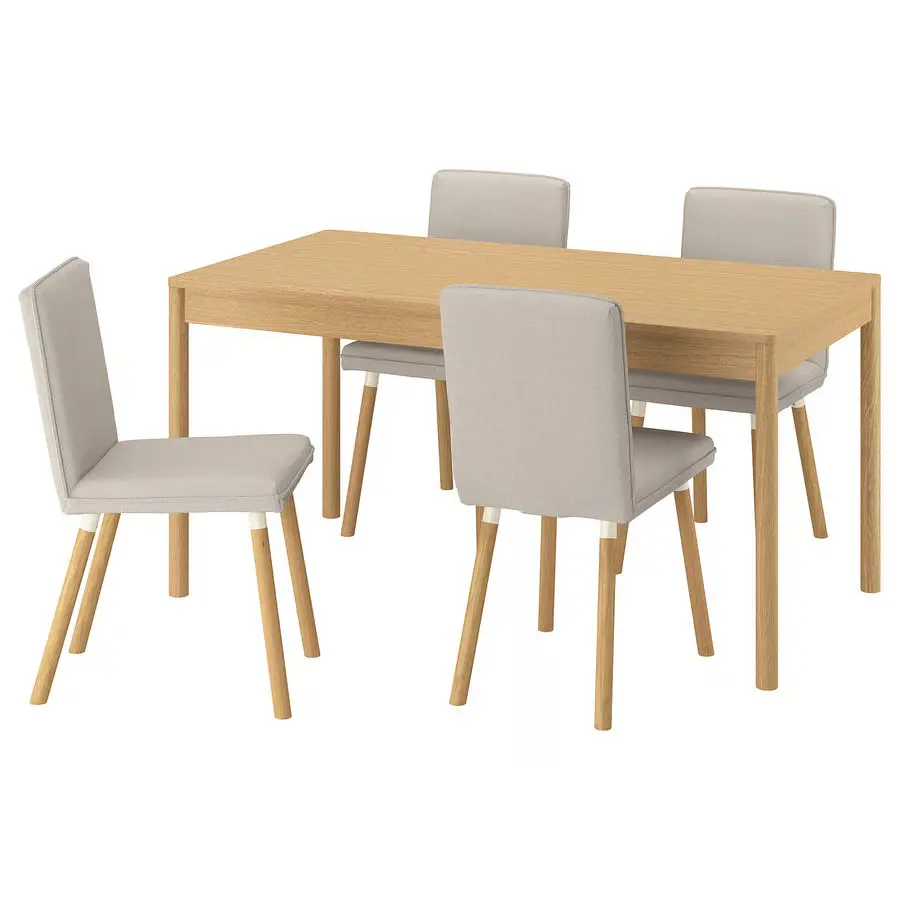 Комплект стол + 4 стула Ikea Tonstad 150x80 (Дуб/Светло-бежевый)