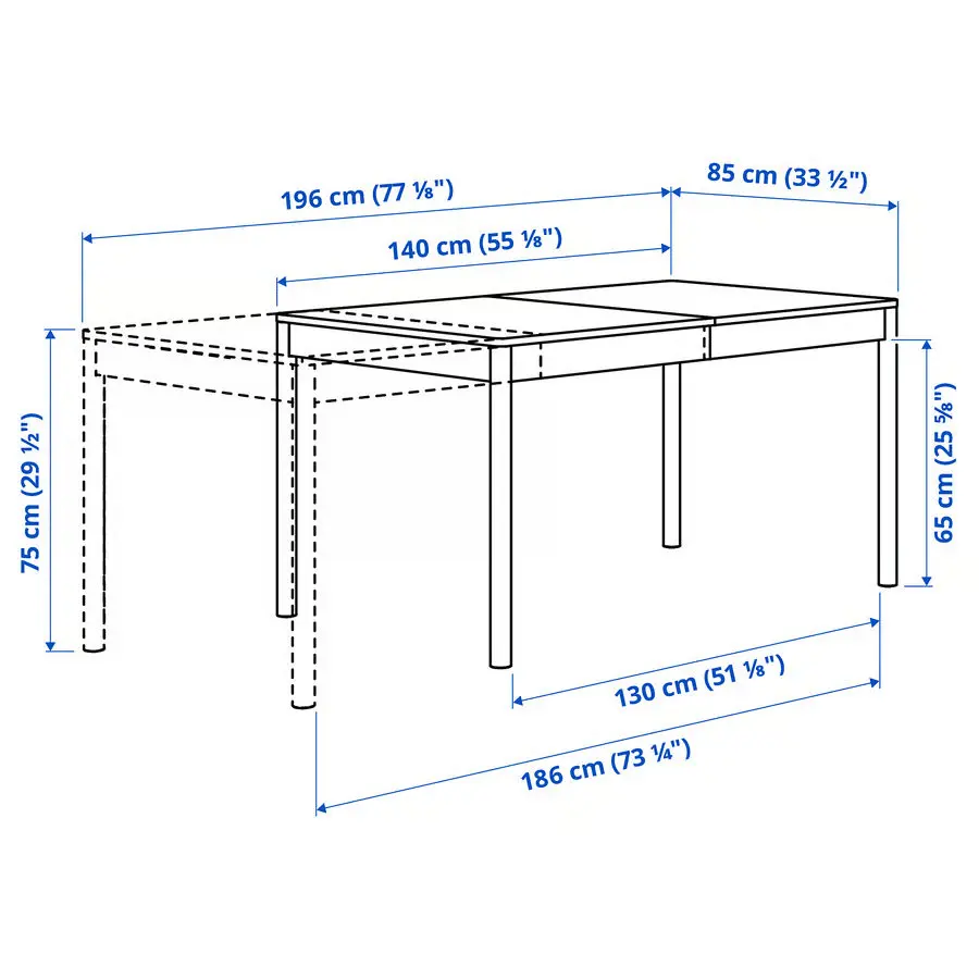 Set masa + 4 scaune Ikea Tonstad/Bomstad 140/196 (Alb/Maro auriu) - 6