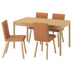 Комплект стол + 4 стула Ikea Tonstad/Bomstad (Дуб/Золотисто-коричневый)