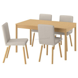Комплект стол + 4 стула Ikea Tonstad (Дуб/Светло-бежевый)