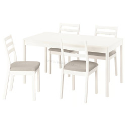 Комплект стол + 4 стула Ikea Tonstad/Fridtuna 150x80 (Белый/Светло-бежевый)
