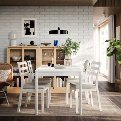 Комплект стол + 4 стула Ikea Tonstad/Fridtuna 150x80 (Белый/Светло-бежевый) Thumb