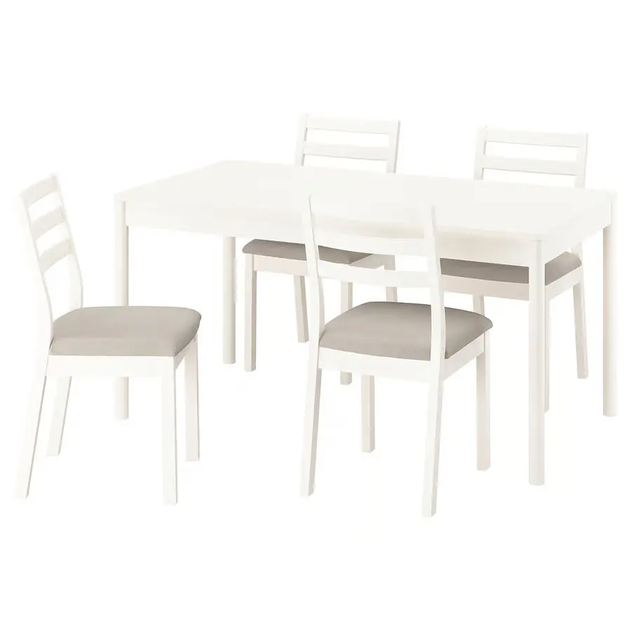 Комплект стол + 4 стула Ikea Tonstad/Fridtuna 150x80 (Белый/Светло-бежевый)
