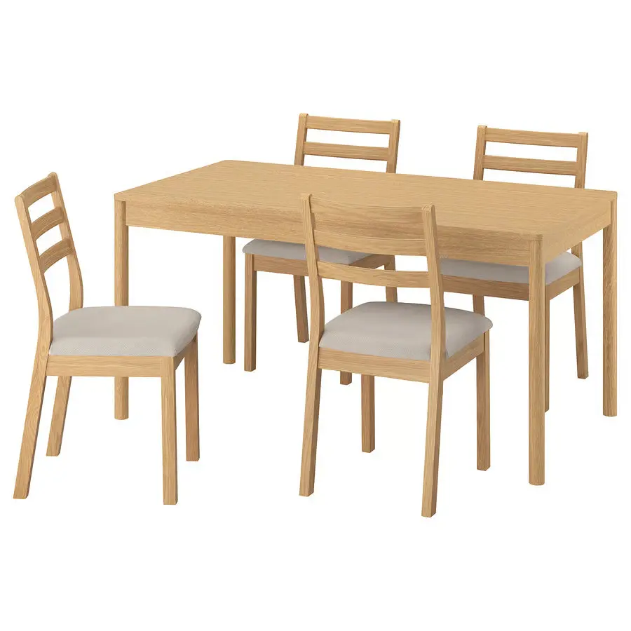 Комплект стол + 4 стула Ikea Tonstad/Fridtuna 150x80 (Дуб/Светло-бежевый)