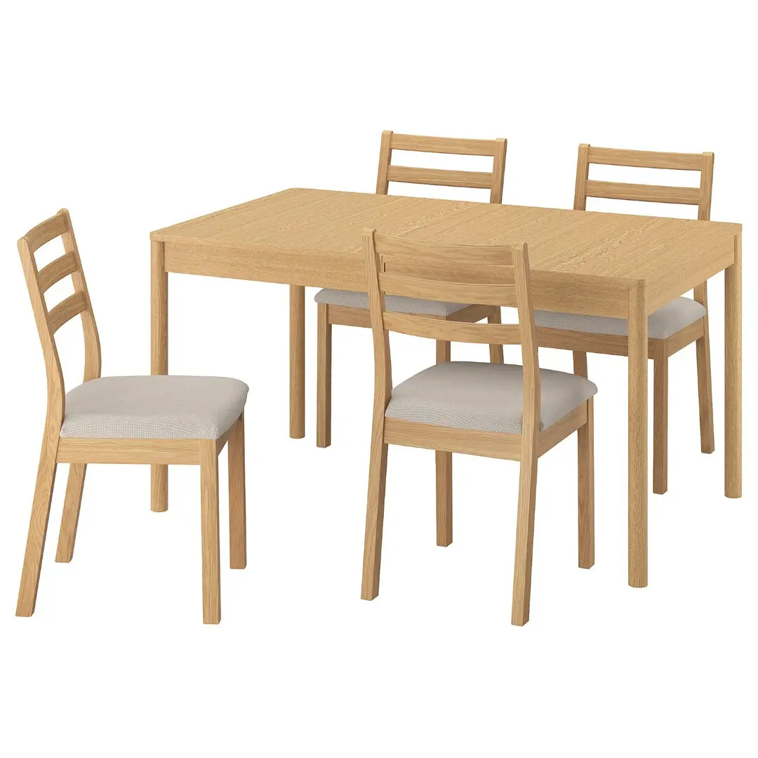 Комплект стол + 4 стула Ikea Tonstad/Fridtuna (Дуб/Светло-бежевый)