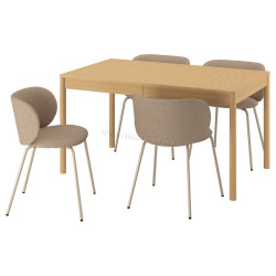 Комплект стол + 4 стула Ikea Tonstad/Krylbo Tonerud (Дуб/Темно-бежевый)