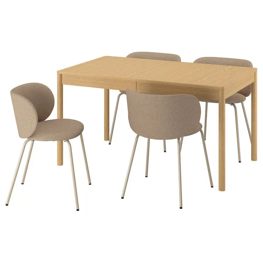 Комплект стол + 4 стула Ikea Tonstad/Krylbo Tonerud (Дуб/Темно-бежевый)