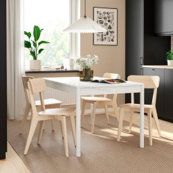 Set masa + 4 scaune Ikea Tonstad/Lisabo 140/196x85 (Alb/Frasin)