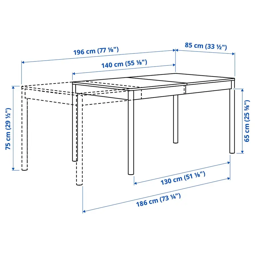 Set masa + 4 scaune Ikea Tonstad/Lisabo 140/196x85 (Alb/Frasin) - 8