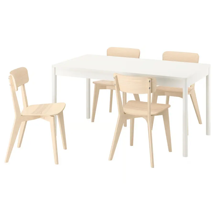 Комплект стол + 4 стула Ikea Tonstad/Lisabo 150x80 (Белый/Ясень) - 2