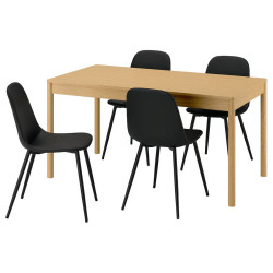 Set masa + 4 scaune Ikea Tonstad/Nordmansskar (Stejar/Negru) Thumb