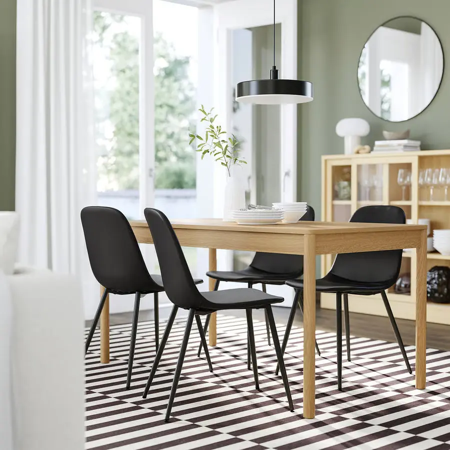 Set masa + 4 scaune Ikea Tonstad/Nordmansskar (Stejar/Negru)