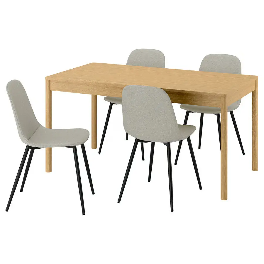 Комплект стол + 4 стула Ikea Tonstad/Nordmansskar/Tonerud 150x80 (Дуб/Серый) - 2