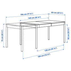 Комплект стол + 4 стула Ikea Tonstad/Viarp 140/196 (Белый/Бежево-коричневый) Thumb