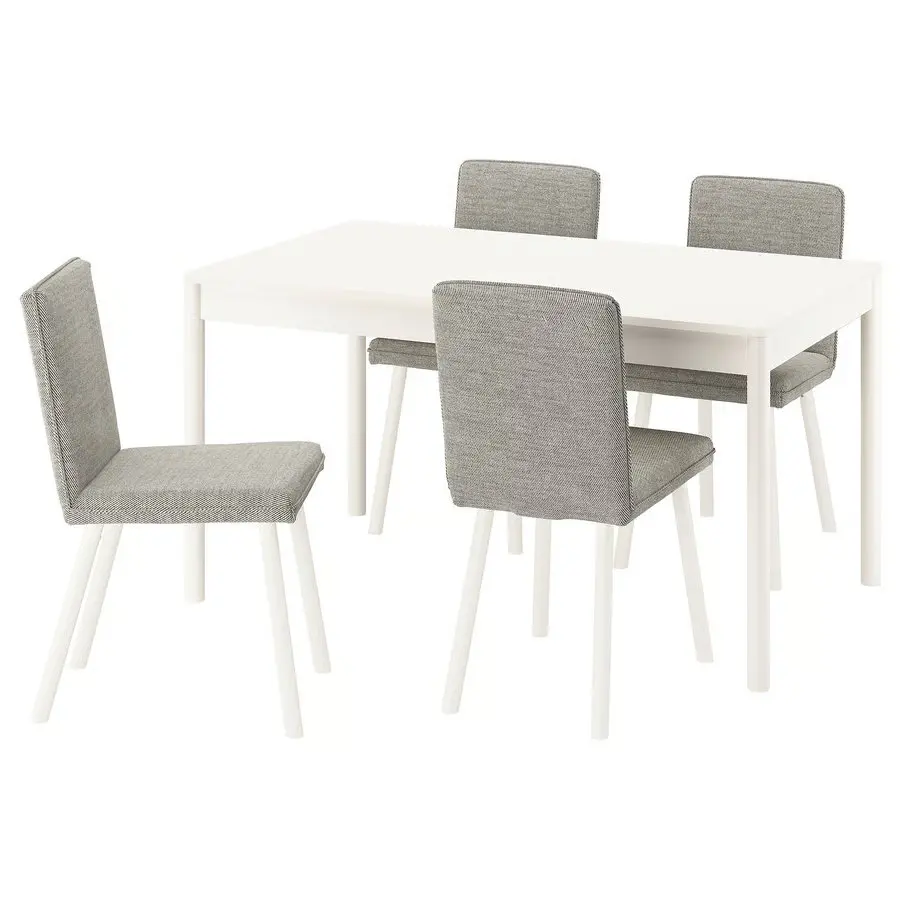 Комплект стол + 4 стула Ikea Tonstad/Viarp 140/196 (Белый/Бежево-коричневый)