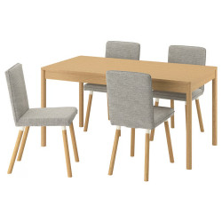 Комплект стол + 4 стула Ikea Tonstad/Viarp 150x80 (Дуб/Бежево-коричневый) Thumb