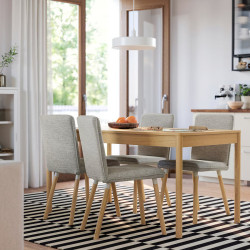 Комплект стол + 4 стула Ikea Tonstad/Viarp 150x80 (Дуб/Бежево-коричневый)