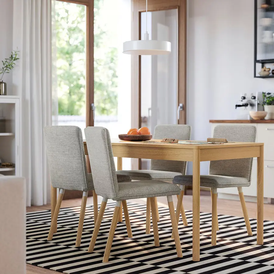 Комплект стол + 4 стула Ikea Tonstad/Viarp 150x80 (Дуб/Бежево-коричневый)