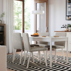 Комплект стол + 4 стула Ikea Tonstad/Viarp (Белый/Бежево-коричневый)