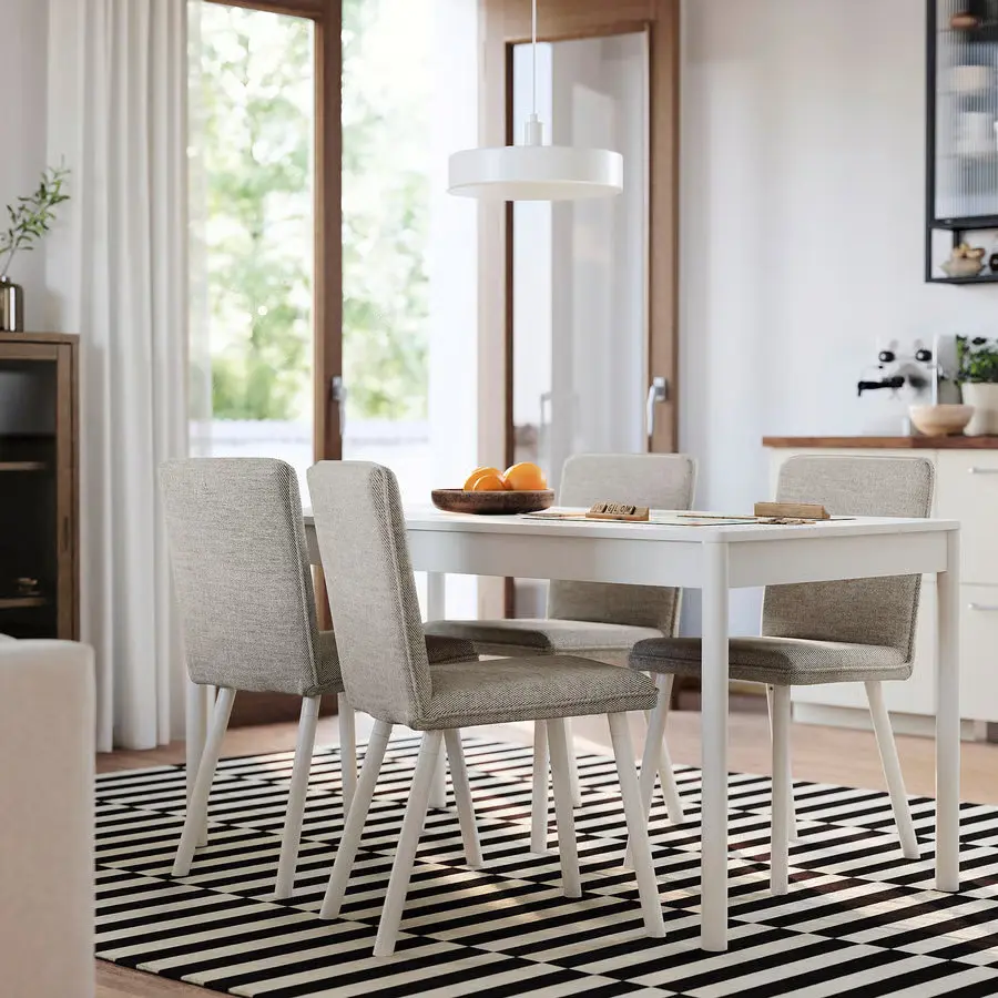 Комплект стол + 4 стула Ikea Tonstad/Viarp (Белый/Бежево-коричневый)