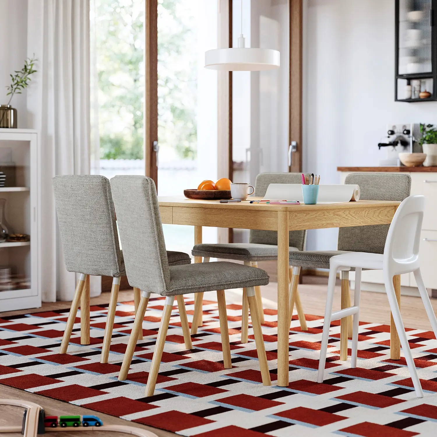 Комплект стол + 4 стула Ikea Tonstad/Viarp (Дуб/Бежево-коричневый) - 4