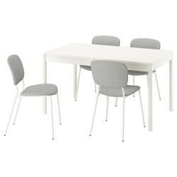 Set masa + 4 scaune Ikea Tonstad/Vihals/Tibbleby 140/196x85 (Alb/Bej-gri) Thumb